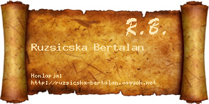 Ruzsicska Bertalan névjegykártya